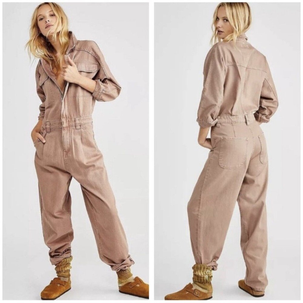 Free People Dusty Rose Utility Jumpsuit